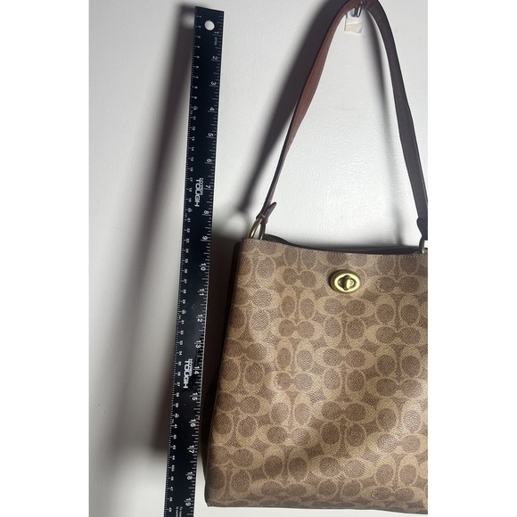COACH Willow Bucket Bag Signature  Brown Canvas Turn-Lock 10x10x6 Authentic Cert - Picture 2 of 16